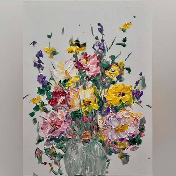 Other - ORIGINAL ACRYLIC FLORAL TEXTURIZED PAINTING